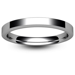 Flat Court Chamfered Edge - 2.5mm (CEI2.5-w) White Gold Wedding Ring